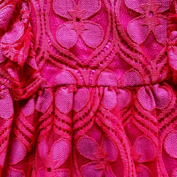 EUC Genuine Kids by Osh Kosh magenta lace over pink dress w/ ruffle straps. 2T. - Picture 5 of 6